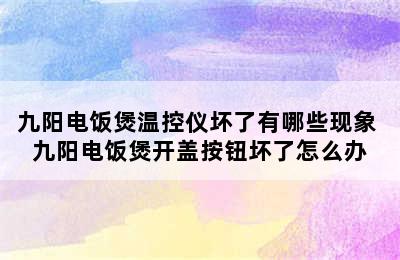 九阳电饭煲温控仪坏了有哪些现象 九阳电饭煲开盖按钮坏了怎么办